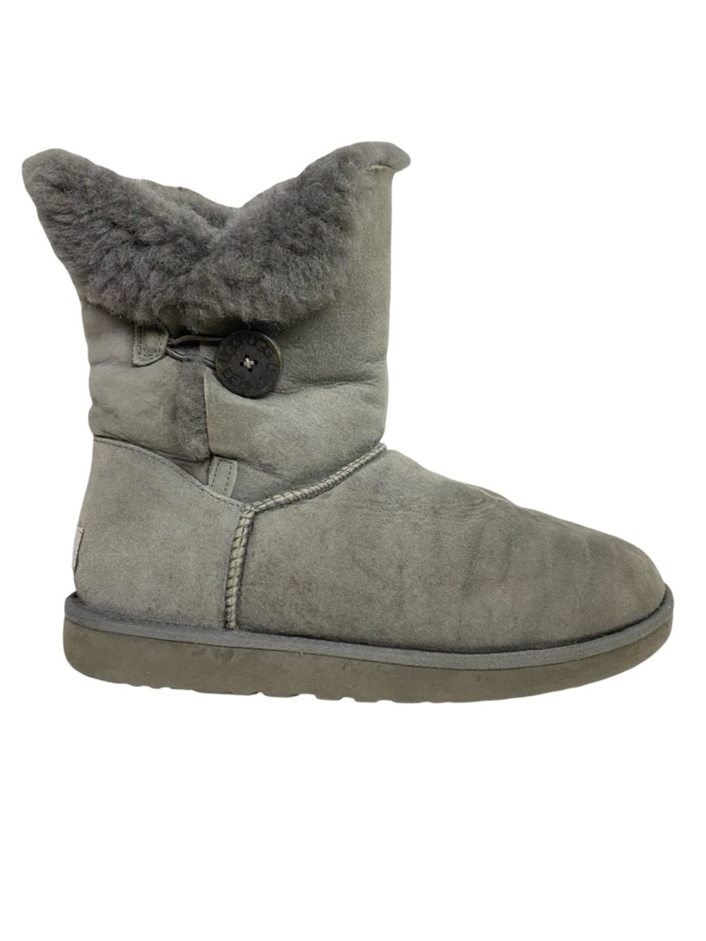 Ugg Bailey Button Boot Womens Size 10 Suede Fur Gray Boots Shoes Booties Grey
